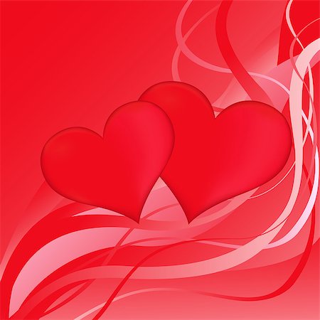 symbols modern art - Two red hearts on a red abstract background, vector Valentines greeting card Photographie de stock - Aubaine LD & Abonnement, Code: 400-07224205