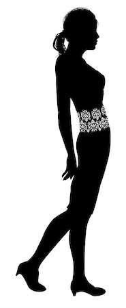 A fashion illustration of a woman in profile in silhouette with pattern on her dress Stock Photo - Budget Royalty-Free & Subscription, Code: 400-07224321