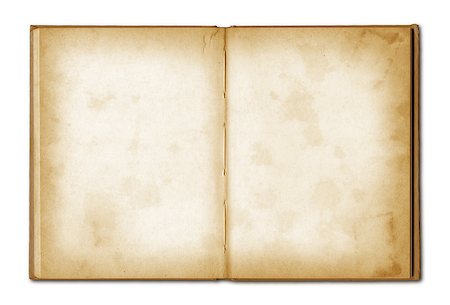 old grunge open notebook isolated on white with clipping path Stock Photo - Budget Royalty-Free & Subscription, Code: 400-07224417