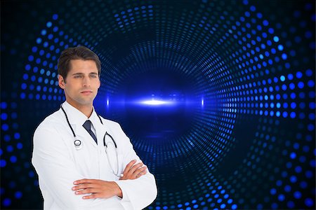 simsearch:400-07345820,k - Composite image of serious doctor with arms crossed Stock Photo - Budget Royalty-Free & Subscription, Code: 400-07224666