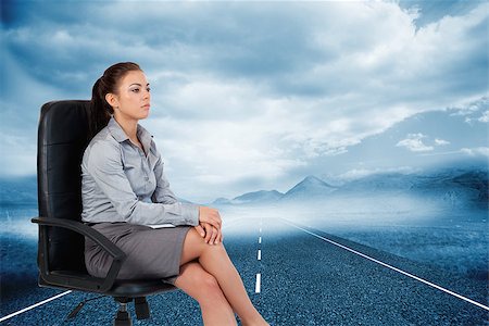 simsearch:400-07183573,k - Composite image of portrait of a serious businesswoman sitting on an armchair Stock Photo - Budget Royalty-Free & Subscription, Code: 400-07224680