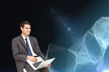 single geometric shape - Composite image of businessman using laptop sitting on chair Stock Photo - Budget Royalty-Free & Subscription, Code: 400-07224740