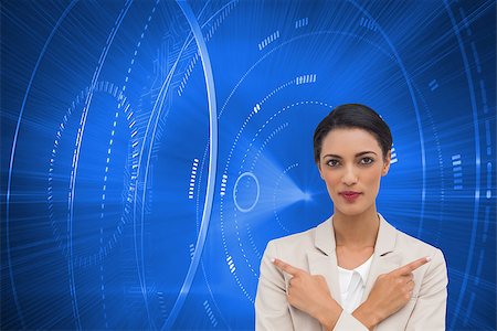 simsearch:400-07345820,k - Composite image of charismatic businesswoman with her arms crossed and fingers pointing Stock Photo - Budget Royalty-Free & Subscription, Code: 400-07224784