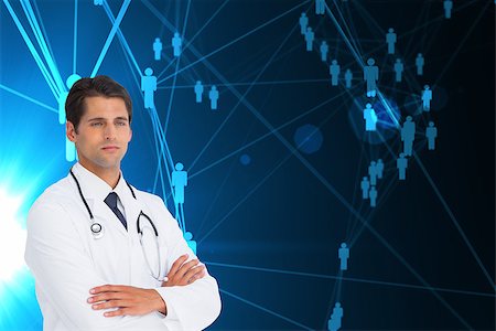 simsearch:400-07345820,k - Composite image of serious doctor with arms crossed Stock Photo - Budget Royalty-Free & Subscription, Code: 400-07225196