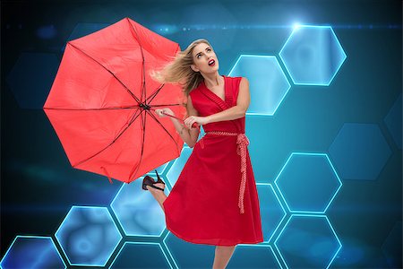 pattern digital tech cute - Composite image of elegant happy blonde holding umbrella Stock Photo - Budget Royalty-Free & Subscription, Code: 400-07225304