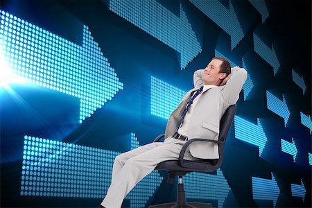 simsearch:400-07258010,k - Composite image of side view of businessman leaning back in his chair Foto de stock - Royalty-Free Super Valor e Assinatura, Número: 400-07225305