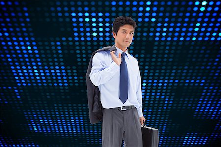 simsearch:400-07225597,k - Composite image of portrait of a businessman holding a briefcase and his jacket on his shoulder Stock Photo - Budget Royalty-Free & Subscription, Code: 400-07225950