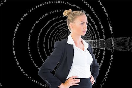 simsearch:400-07224720,k - Composite image of blonde businesswoman standing with hands on hips Stock Photo - Budget Royalty-Free & Subscription, Code: 400-07225961