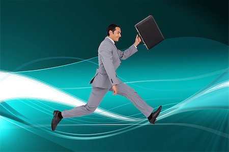 Composite image of businessman running with a suitcase Stock Photo - Budget Royalty-Free & Subscription, Code: 400-07226083