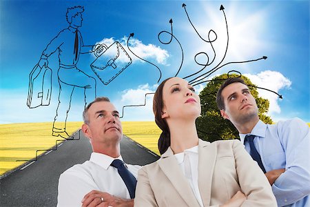 Composite image of serious work team posing together looking away Stock Photo - Budget Royalty-Free & Subscription, Code: 400-07226259