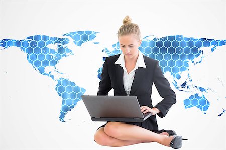 simsearch:400-07721096,k - Composite image of blonde businesswoman using laptop Stockbilder - Microstock & Abonnement, Bildnummer: 400-07226504