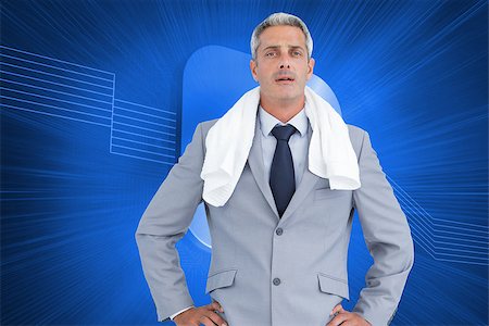 simsearch:400-07225597,k - Composite image of sporty businessman with white towel Stock Photo - Budget Royalty-Free & Subscription, Code: 400-07226502