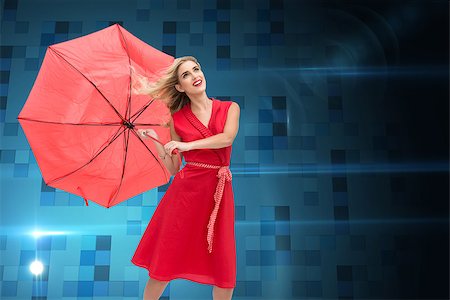 pattern digital tech cute - Composite image of elegant happy blonde holding umbrella Stock Photo - Budget Royalty-Free & Subscription, Code: 400-07226956