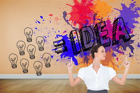 paintings of light bulbs - Composite image of content gorgeous businesswoman posing Stock Photo - Budget Royalty-Free & Subscription, Code: 400-07227208