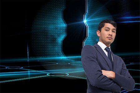 simsearch:400-07345820,k - Composite image of unsmiling asian businessman with arms crossed Stock Photo - Budget Royalty-Free & Subscription, Code: 400-07227397