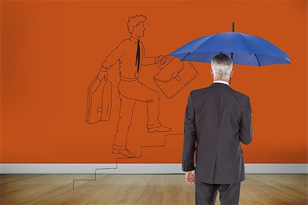 Composite image of mature businessman holding umbrella Stock Photo - Budget Royalty-Free & Subscription, Code: 400-07227428