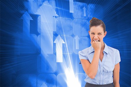 simsearch:400-07258010,k - Composite image of furious businesswoman looking at the camera Foto de stock - Royalty-Free Super Valor e Assinatura, Número: 400-07227606