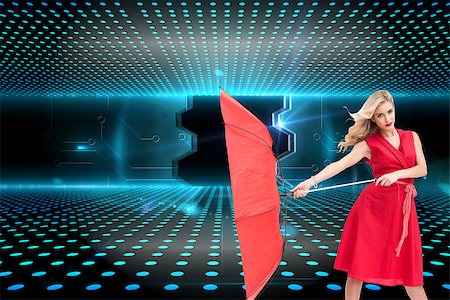 pattern digital tech cute - Composite image of elegant attractive blonde holding umbrella Stock Photo - Budget Royalty-Free & Subscription, Code: 400-07227613