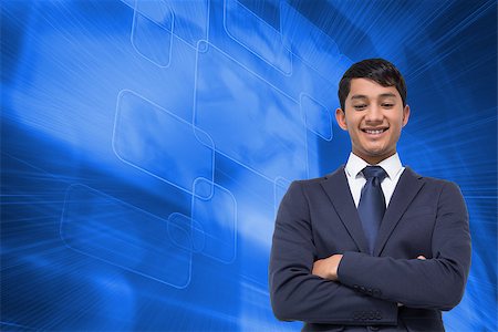 simsearch:400-07345820,k - Composite image of smiling asian businessman with arms crossed Stock Photo - Budget Royalty-Free & Subscription, Code: 400-07227851