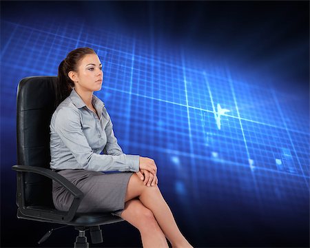 Composite image of portrait of a serious businesswoman sitting on an armchair against a white background Stock Photo - Budget Royalty-Free & Subscription, Code: 400-07220163