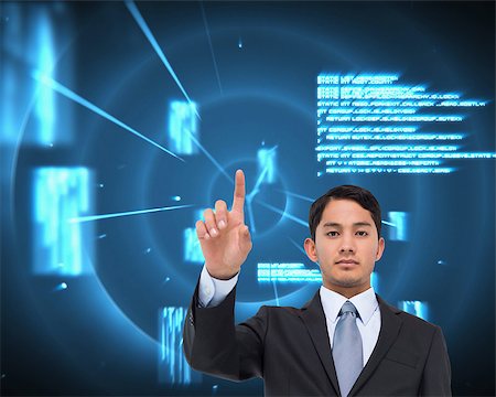 simsearch:6109-07601699,k - Composite image of serious asian businessman pointing Stockbilder - Microstock & Abonnement, Bildnummer: 400-07220342