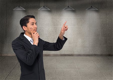 simsearch:6109-07601699,k - Composite image of thoughtful asian businessman pointing Stockbilder - Microstock & Abonnement, Bildnummer: 400-07220750