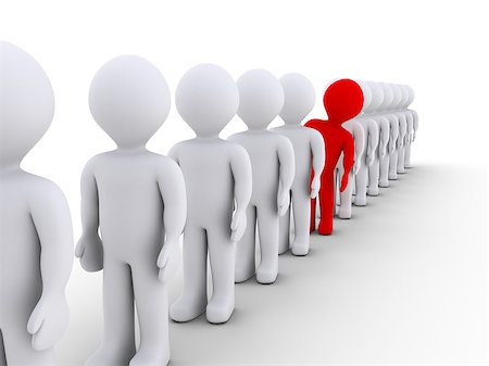 simsearch:400-06762308,k - Many 3d people in a row but one stands out Stockbilder - Microstock & Abonnement, Bildnummer: 400-07220903