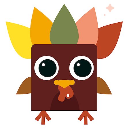 simsearch:400-07221512,k - Funny colorful retro Turkey. Vector Illustration Stock Photo - Budget Royalty-Free & Subscription, Code: 400-07221106