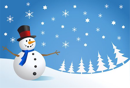 simsearch:400-05681859,k - Snowman, vector illustration Stock Photo - Budget Royalty-Free & Subscription, Code: 400-07221177