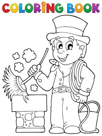 Coloring book chimney sweeper - eps10 vector illustration. Foto de stock - Super Valor sin royalties y Suscripción, Código: 400-07221206