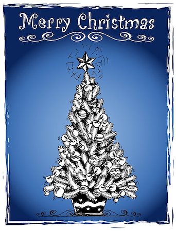 simsearch:400-04240953,k - Christmas tree stylized drawing 3 - eps10 vector illustration. Foto de stock - Super Valor sin royalties y Suscripción, Código: 400-07221203