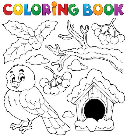 simsearch:400-06520273,k - Coloring book winter bird theme 1 - eps10 vector illustration. Stock Photo - Budget Royalty-Free & Subscription, Code: 400-07221210