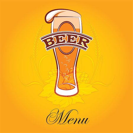 simsearch:400-07666392,k - vector glass of beer on a yellow background for the menu Photographie de stock - Aubaine LD & Abonnement, Code: 400-07221477