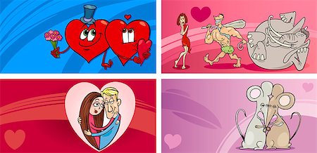 simsearch:400-06523060,k - Cartoon Illustration of Greeting Cards with People in Love and Mascot Characters and other Valentines Day Themes Set Stock Photo - Budget Royalty-Free & Subscription, Code: 400-07221831