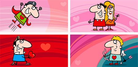 simsearch:400-06523060,k - Cartoon Illustration of Greeting Cards with People in Love and Mascot Characters and other Valentines Day Themes Set Stock Photo - Budget Royalty-Free & Subscription, Code: 400-07221832