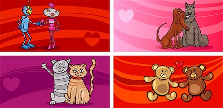 simsearch:400-07986020,k - Cartoon Illustration of Greeting Cards with People in Love and Mascot Characters and other Valentines Day Themes Set Stock Photo - Budget Royalty-Free & Subscription, Code: 400-07221833