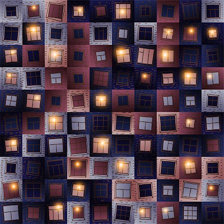 Vector seamless pattern.Night windows. Stock Photo - Budget Royalty-Free & Subscription, Code: 400-07222051