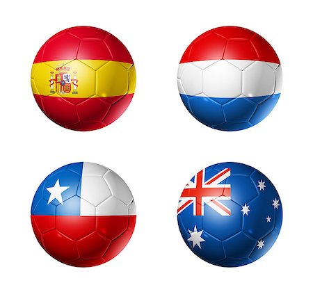 simsearch:400-07290547,k - 3D soccer balls with group B teams flags, Football world cup Brazil 2014. isolated on white Stockbilder - Microstock & Abonnement, Bildnummer: 400-07222067