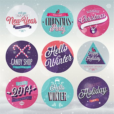 Christmas set - emblems and other decorative elements. Stock Photo - Budget Royalty-Free & Subscription, Code: 400-07222097