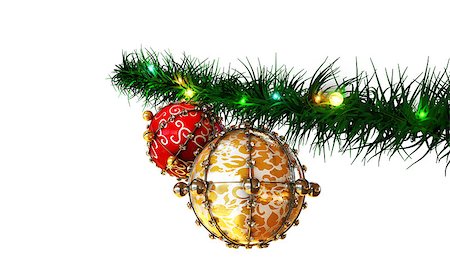simsearch:400-05307881,k - christmas balls on green branch Stock Photo - Budget Royalty-Free & Subscription, Code: 400-07222310