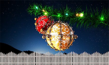 simsearch:400-05307881,k - christmas balls on green branch Stock Photo - Budget Royalty-Free & Subscription, Code: 400-07222320