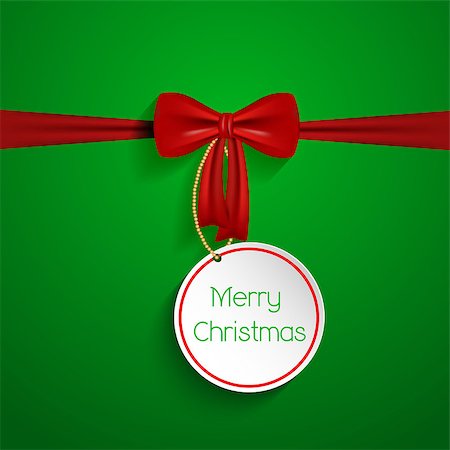 red ribbon vector - Christmas background with red bow and label Stock Photo - Budget Royalty-Free & Subscription, Code: 400-07222374