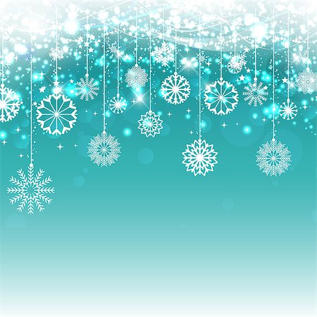 sparkling vector - Christmas background with hanging snowflakes Stock Photo - Budget Royalty-Free & Subscription, Code: 400-07222377