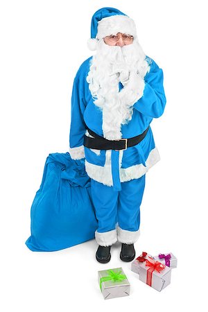 simsearch:400-06639922,k - Funny blue Santa asks to be quiet over white background Stock Photo - Budget Royalty-Free & Subscription, Code: 400-07222577