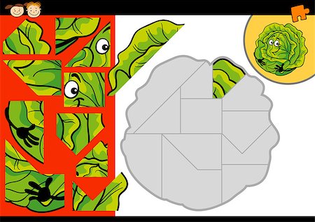 pic of cabbage for drawing - Cartoon Illustration of Education Jigsaw Puzzle Game for Preschool Children with Funny Cabbage Character Stock Photo - Budget Royalty-Free & Subscription, Code: 400-07222606
