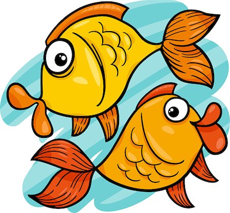 simsearch:400-07224180,k - Cartoon illustration of Zodiac Pisces or Golden Fish Photographie de stock - Aubaine LD & Abonnement, Code: 400-07222602