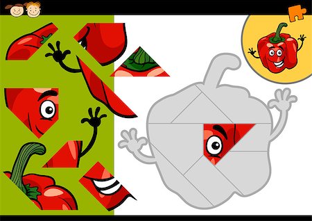 red pepper drawing - Cartoon Illustration of Education Jigsaw Puzzle Game for Preschool Children with Funny Red Pepper Character Stock Photo - Budget Royalty-Free & Subscription, Code: 400-07222603