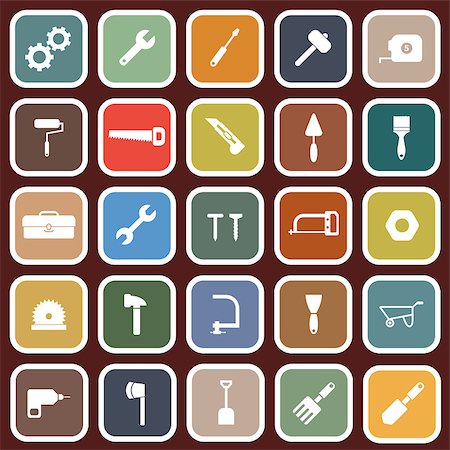 simsearch:400-04121750,k - Tool flat icons on red background, stock vector Stock Photo - Budget Royalty-Free & Subscription, Code: 400-07222731