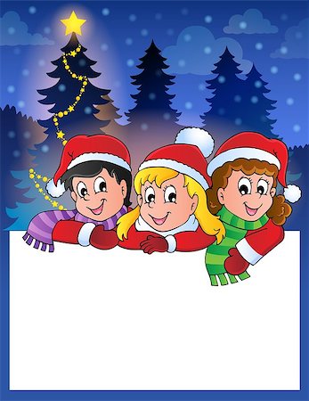 simsearch:400-07217469,k - Small frame with Christmas children - eps10 vector illustration. Fotografie stock - Microstock e Abbonamento, Codice: 400-07222779