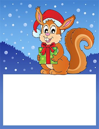 simsearch:400-08259089,k - Small frame with Christmas squirrel - eps10 vector illustration. Stock Photo - Budget Royalty-Free & Subscription, Code: 400-07222780